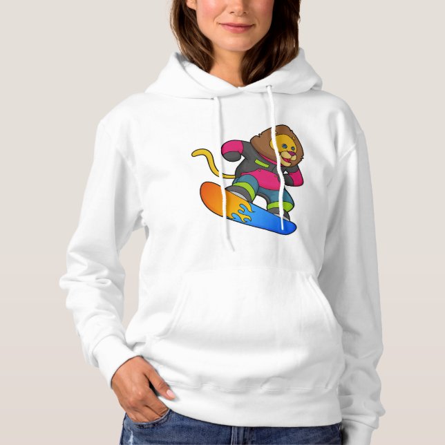 Sudadera León como snowboarder con Snowboard (Anverso)