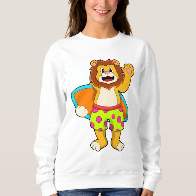 Sudadera León como surfista con tabla de surf (Anverso)
