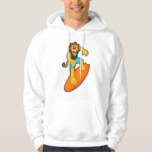 Sudadera León como surfista con tabla de surf