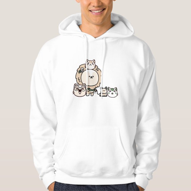 Sudadera León con perro guía y escuadrón de gatos (Anverso)