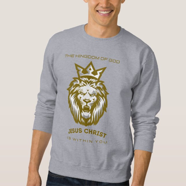 Sudadera León de Judá, Camisas Cristianas de Dios (Anverso)