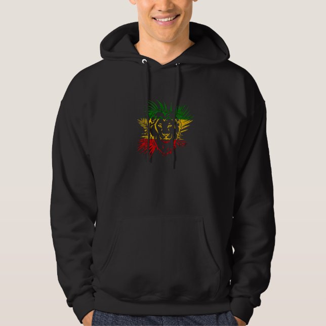 Sudadera León de Judá Rastafari Reggae Etíope Hippie Rasta (Anverso)