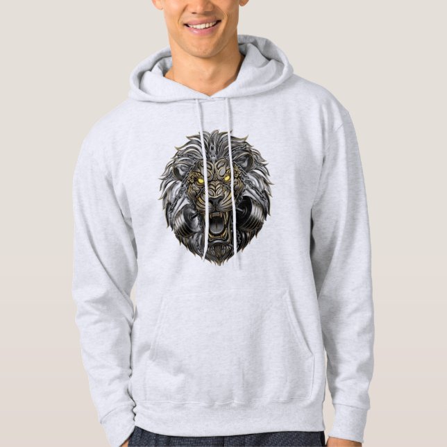Sudadera León de Mecha - Fierce Diseño Mecánico de Bestia D (Anverso)