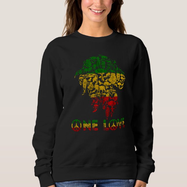 Sudadera León De Reggae De Judá Rasta Un Amor Rastafari Eto (Anverso)