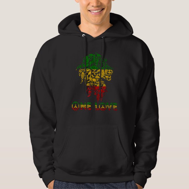 Sudadera León De Reggae De Judá Rasta Un Amor Rastafari Eto (Anverso)