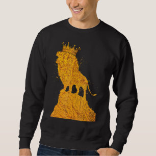 Sudadera León del Rey Oro Con Corona Para Hombres Guay Niño