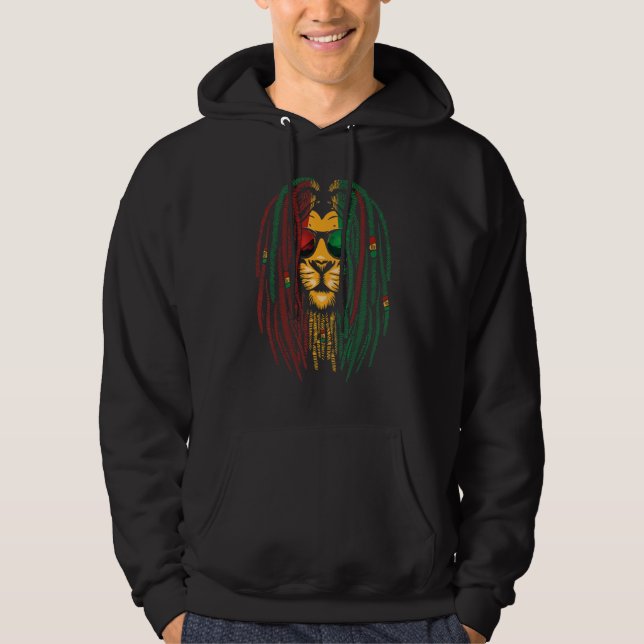 Sudadera León Dreadlocks Reggae Gato Salvaje Rasta África R (Anverso)