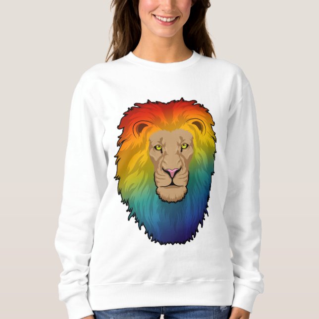 Sudadera León en colores arcoiris (Anverso)