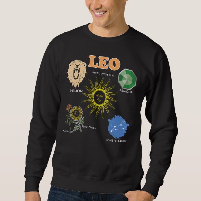 Sudadera León Hechos de Rótulo Zodiaco Elementos Astrología (Anverso)