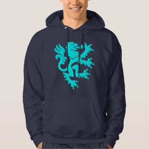 Sudadera León heráldico 01 - cian