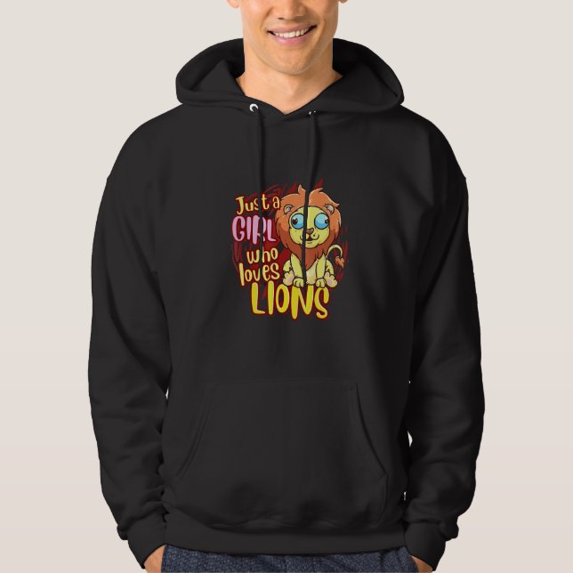 Sudadera León lindo, sólo un Chica que ama a los leones (Anverso)