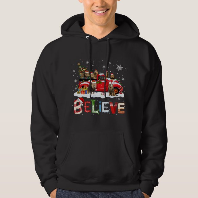 Sudadera León montando camión rojo árbol de Navidad cree Sa (Anverso)