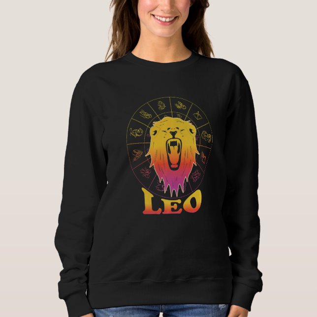 Sudadera León Rótulo Zodiac Hechos Astrología Gráfica Estét (Anverso)