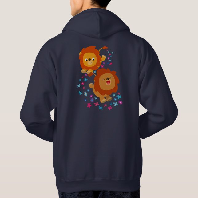 Sudadera Leones Cute Personalizado En La Hoodie Del Jardín  (Reverso)