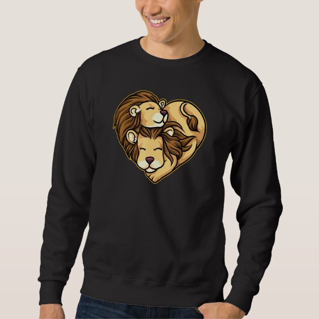 Sudadera Leones Pareja Forma de Corazón Amor Animales León (Anverso)