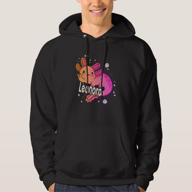 Sudadera LEONORA - Hermoso nombre chica con adorable AXOLOT (Anverso)