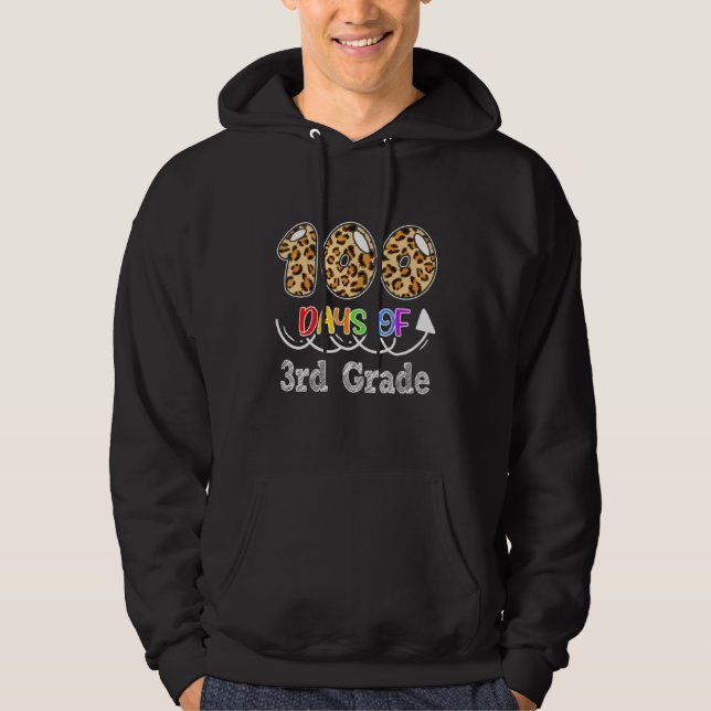 Sudadera Leopard 100 Días De Niños De Tercer Grado (Anverso)