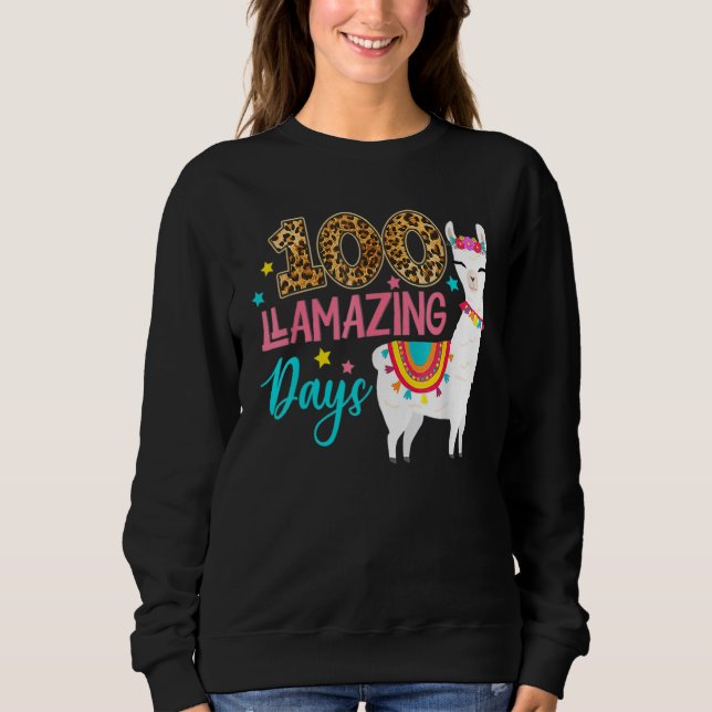 Sudadera Leopard 100 Llamazing Days Llama Teacher 100th Day (Anverso)