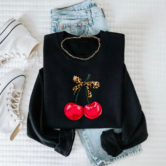 Sudadera Leopard Bow Cherry Sweatshirt - moda y divertido