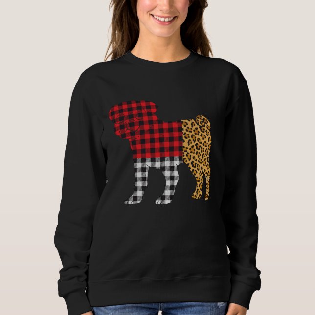 Sudadera Leopard Buffalo Plaid Pug Dog  Valentine s day (Anverso)