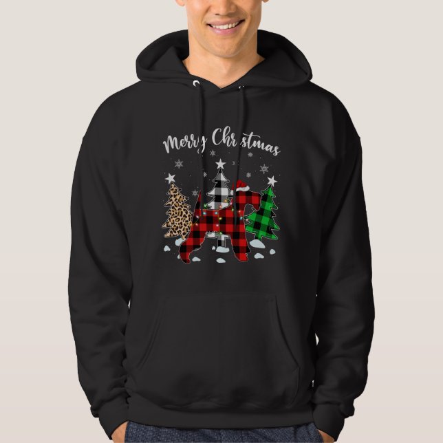 Sudadera Leopard Buffalo Plaid Wire Fox Terrier Dog Christm (Anverso)