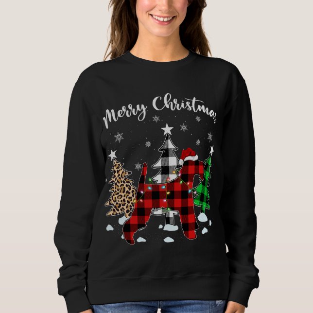 Sudadera Leopard Buffalo Plaid Wire Fox Terrier Dog Christm (Anverso)