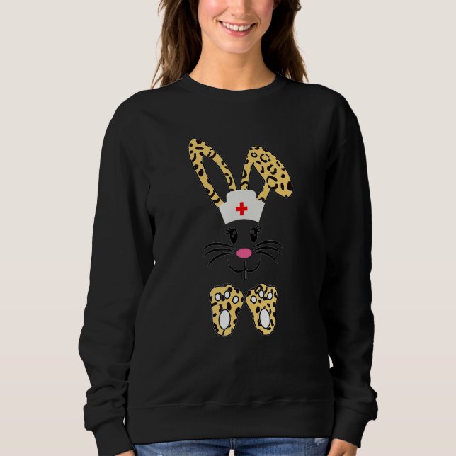 Sudadera Leopard Bunny Nurse Happy Easter Day Nurs Life 1 (Anverso)