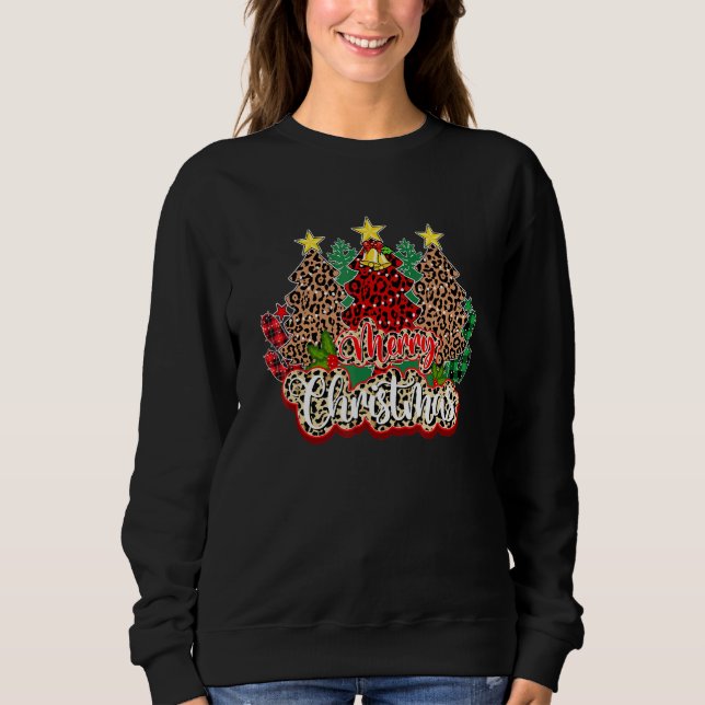 Sudadera Leopard Christmas Tree enciende Navidad Holidays P (Anverso)