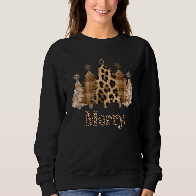 Sudadera Leopard Christmas Tree Winter Holiday Merry Christ (Anverso)
