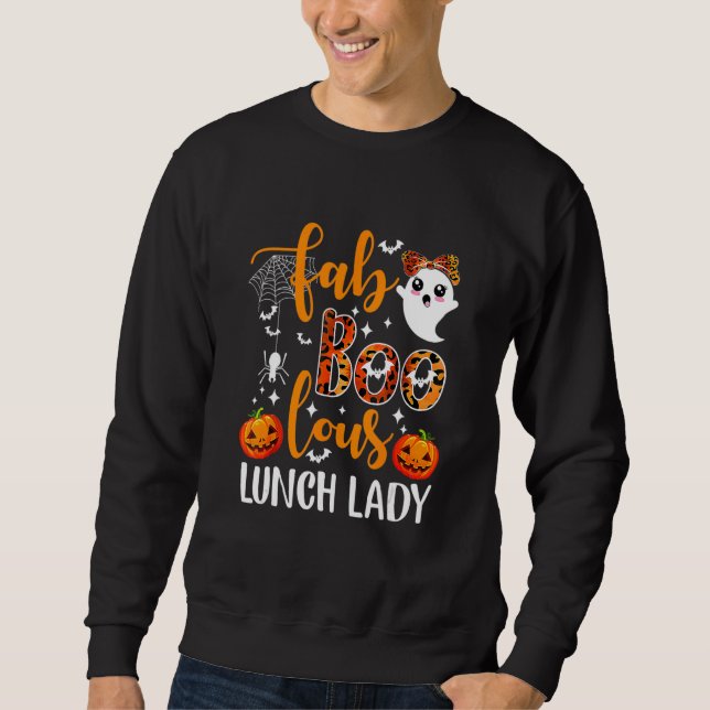 Sudadera Leopard Fab Boo Lous Lunch Lady Team Teacher Hallo (Anverso)