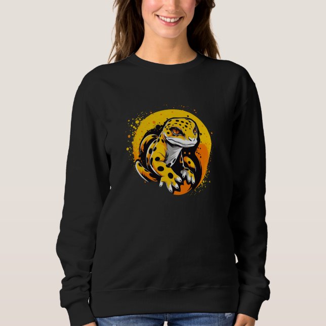 Sudadera Leopard Gecko Colorful 80 Pop Art Lizard Reptile (Anverso)