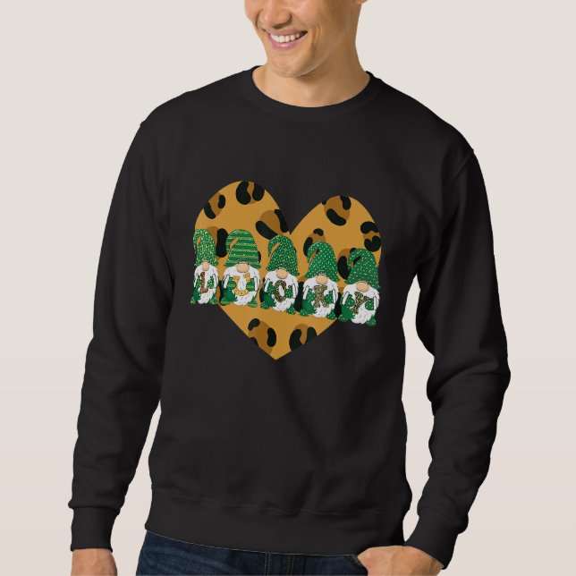 Sudadera Leopard Heart Plaid Gnomes St Patricks Day Shamro (Anverso)