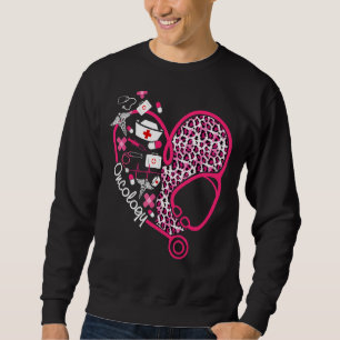 Sudadera Leopard Heart Stethoscope Oncología Enfermera Vale