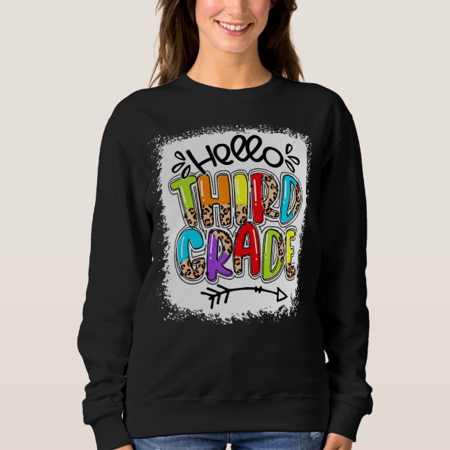 Sudadera Leopard Hello Tercer Grado Maestra Primer Día de (Anverso)