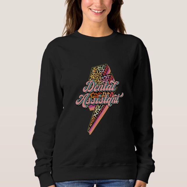 Sudadera Leopard Lighting Dental Assistant Dental Tooth Tee (Anverso)