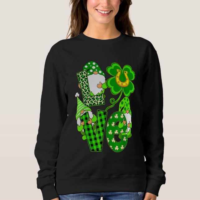 Sudadera Leopard Love Three Gnomes Lucky Shamrock St Patric (Anverso)