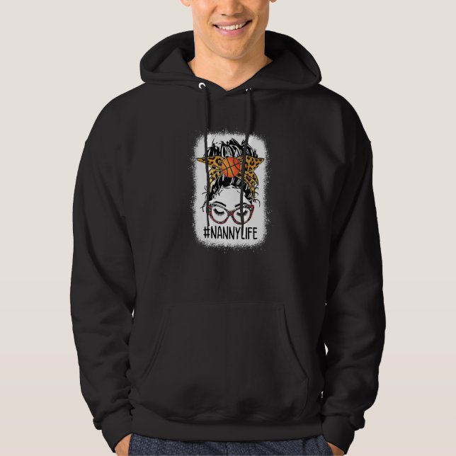 Sudadera Leopard Messy Bun Basketball Nanny Life Game Day M (Anverso)