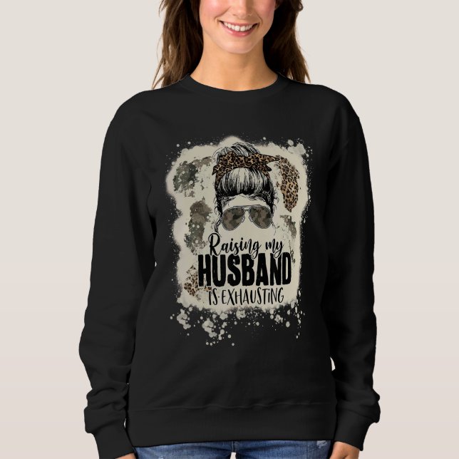 Sudadera Leopard Messy Bun Bleached Criando A Mi Marido Es  (Anverso)