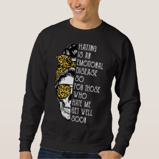 Sudadera Leopard Messy Bun Skull Odiando la Enfermedad Emoc