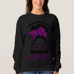 Sudadera Leopard Messy Hair Bun Yo Uso Fibromialgia Púrpura