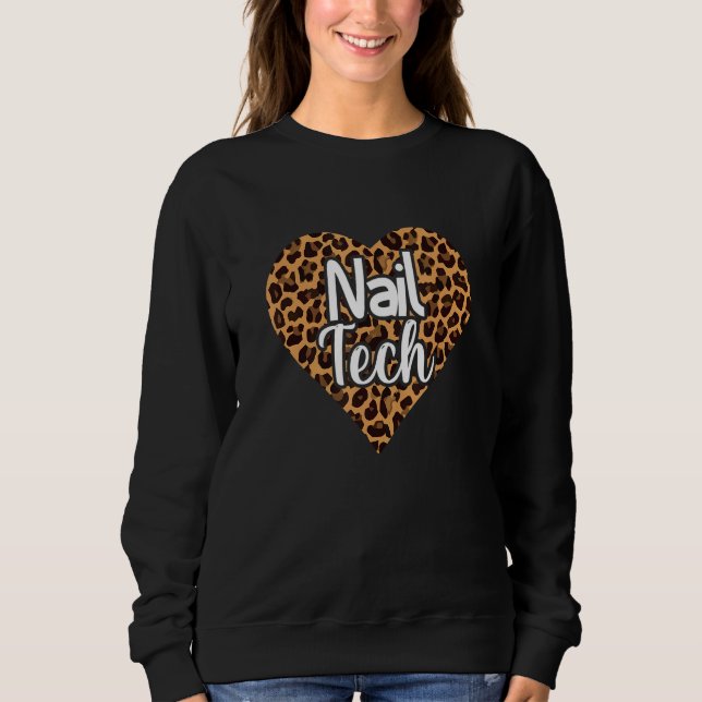 Sudadera Leopard Pattern Heart Leo Nail Technician Nail Tec (Anverso)