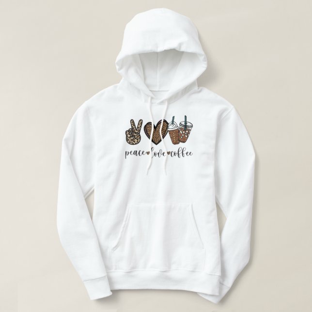 Sudadera Leopard Peace Love Coffs Amantes de Hippie Regalos (Diseño del anverso)