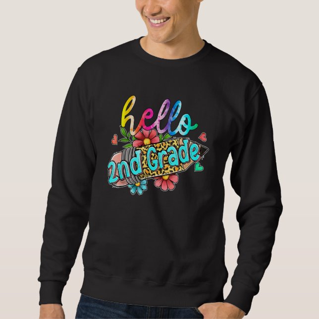 Sudadera Leopard Pencil Hello 2nd Grade Back To School Kids (Anverso)