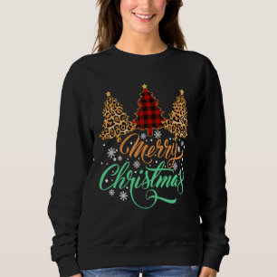 Sudadera Leopard Plaid Christmas Tree Feliz Christmas