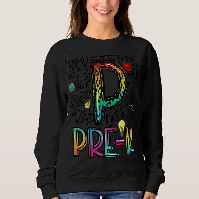 Sudadera Leopard Pre K Typography Preschool Teachacher de v (Anverso)