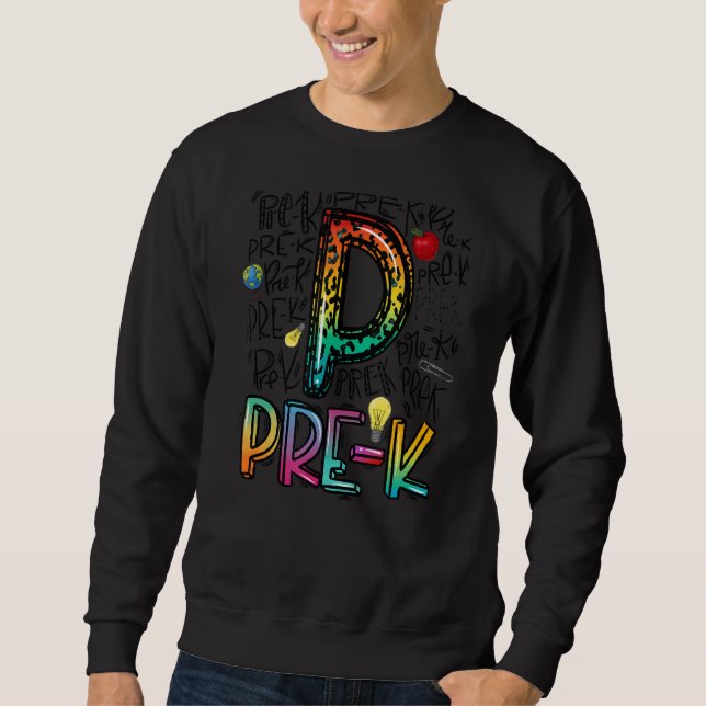 Sudadera Leopard Pre K Typography Preschool Teachacher de v (Anverso)