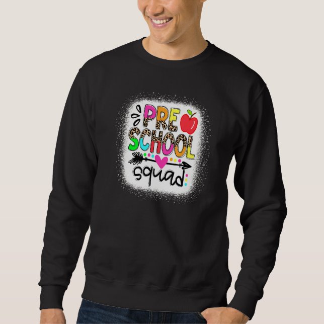 Sudadera Leopard Prechool Squad Teacher Primer Día De Scho (Anverso)