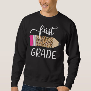Sudadera Leopard Print Hello Primer Grado Primer Día De La