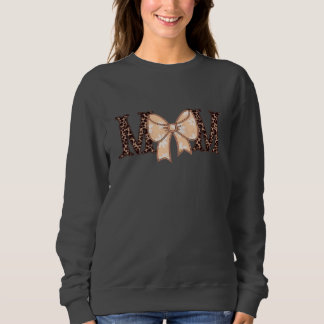 Sudadera Leopard Print Mom Sweatshirt with Coquette Bow