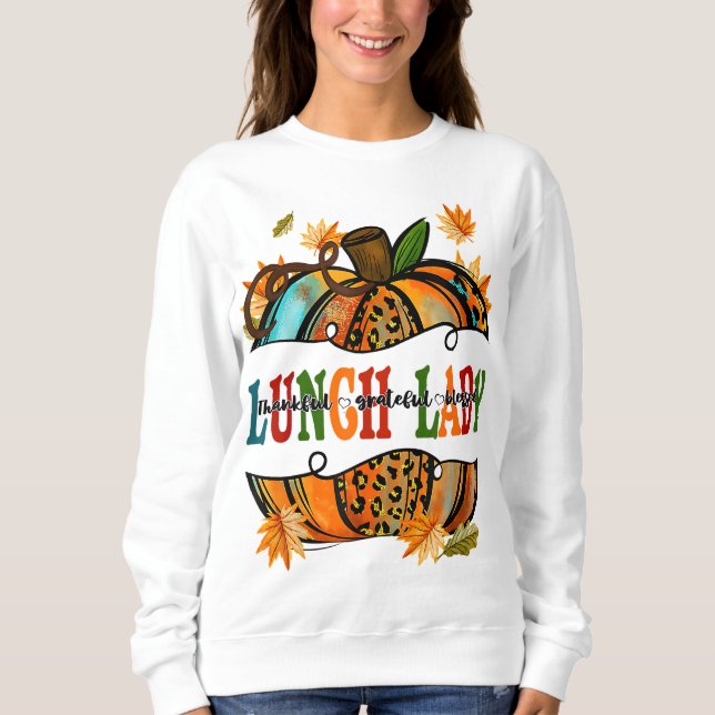 Sudadera Leopard Pumpkin Cae El Almuerzo De Acción De Graci (Anverso)
